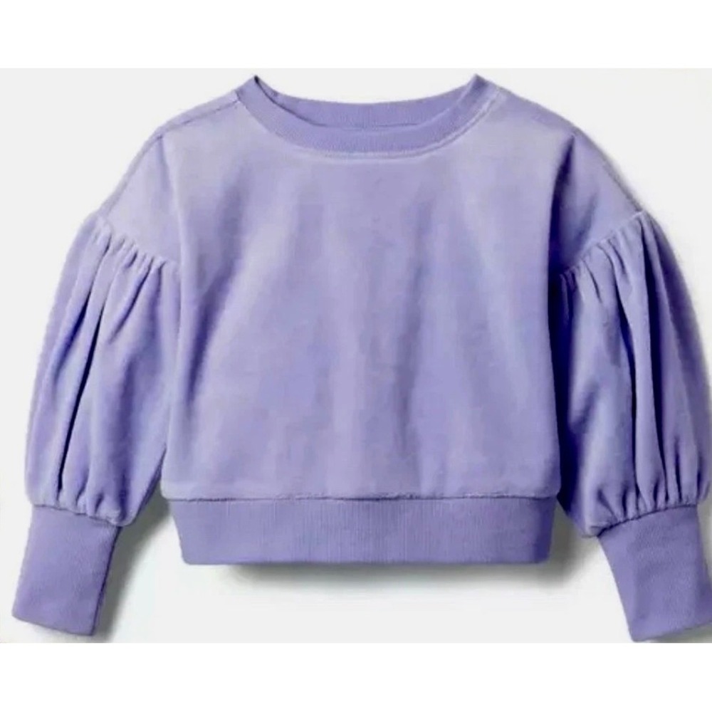 Janie and Jack Girls Purple Velour Puff Sleeve Sweatshirt Size 12 200572301